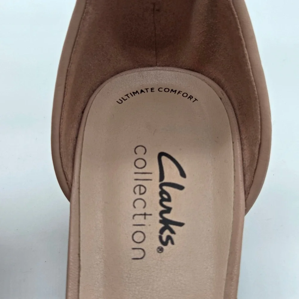 Clarks Caroleigh Rise Sandals Womens 8.5 Rose Dark Blush Leather‎ Block Heel
